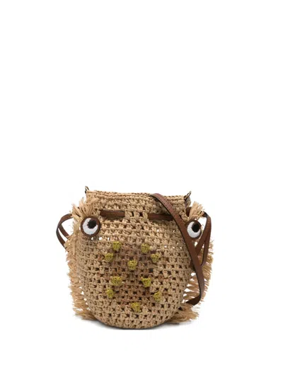 Anya Hindmarch Neutral Creatures Creature Face Drawstring Handbag In Brown