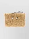 Anya Hindmarch Eye Detail Furry Texture Clutch Bag In Brown