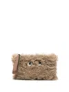 Anya Hindmarch Eye Detail Furry Texture Clutch Bag In Brown