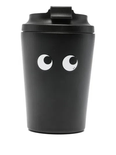 Anya Hindmarch Eye-embellished Steel Travel Cup In Black