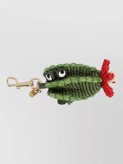 Anya Hindmarch Eye Fish Keyring Gold Tone Hardware In Green