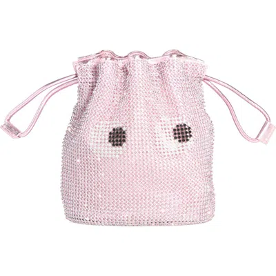Anya Hindmarch Eyes Crystal Mesh Drawstring Pouch In Pink