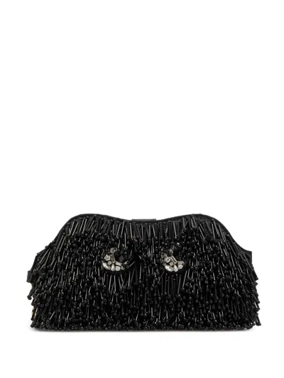 Anya Hindmarch Eyes Embellished Leather Sunglasses Pouch In Black