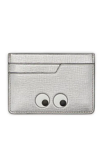 Anya Hindmarch Eyes Leather Card Case In Silver