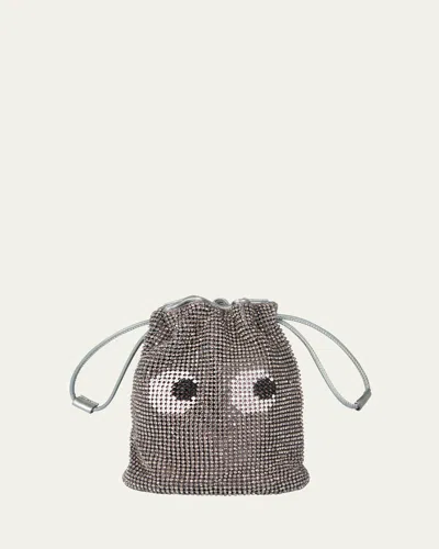 Anya Hindmarch Eyes Mesh Crystal Pouch Bag In Anthracite