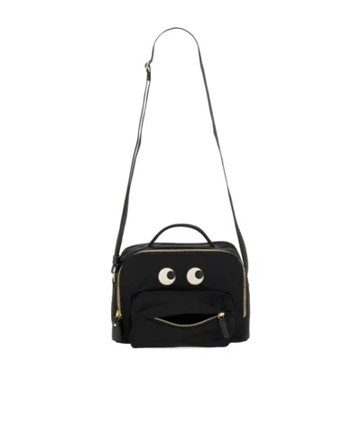 Anya Hindmarch Eyes Patch Zipped Shoulder Bag In Black