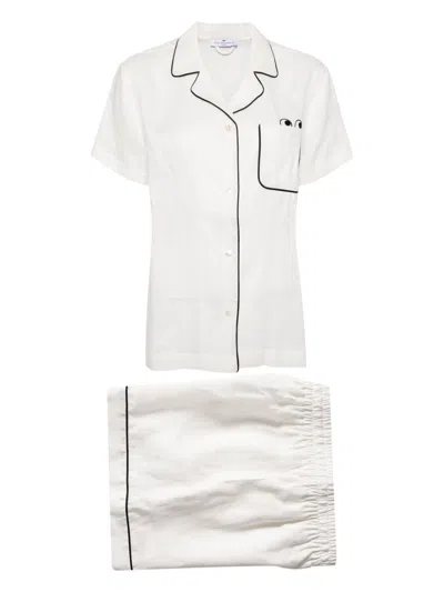 Anya Hindmarch Eyes-print Linen Pajama Set In White