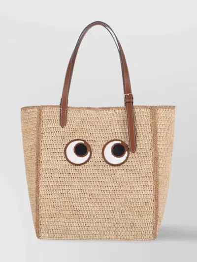 Anya Hindmarch Eyes Raffia Tote Bag In Pink