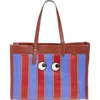 Anya Hindmarch Eyes Stripe Recycled Mesh East/west Tote In Red