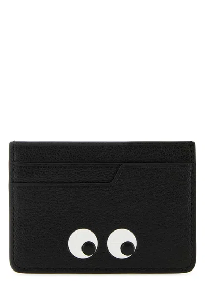Anya Hindmarch Eyes-embellished Goatskin Card Case In Black