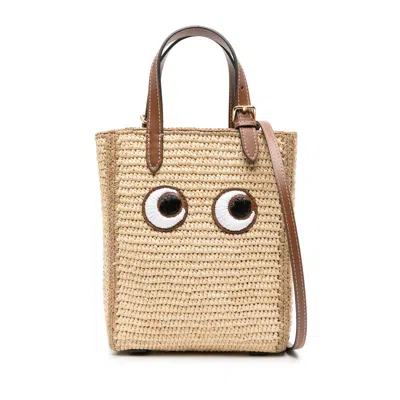 Anya Hindmarch Eyes-embroidered Raffia Tote Bag