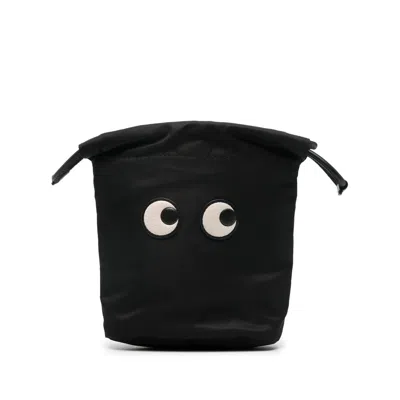Anya Hindmarch Eyes-patch Recycled Nylon Pouch In Black