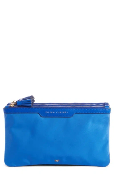 Anya Hindmarch Filing Cabinet Nylon Pouch In Blue