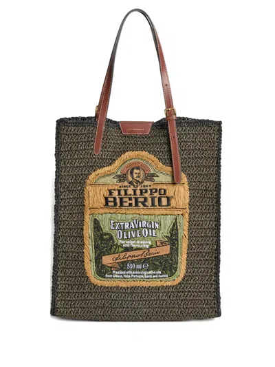Anya Hindmarch Filippo Berio Raffia Tote Bag In Green