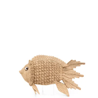 Anya Hindmarch Fish-shape Woven Clutch Bag In Neutrals