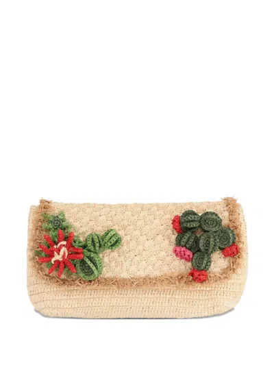 Anya Hindmarch Floral Clutch Bag In Neutral