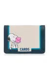 Anya Hindmarch Folded Card Case Snoopy In Chalk Capra With Dark Petrol In Multi