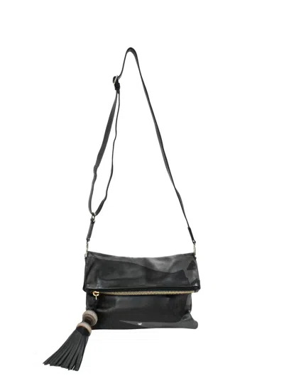 Pre-owned Anya Hindmarch Foldover Tassel Crossbody Bag In Black