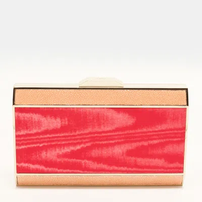 Pre-owned Anya Hindmarch Frame Pink/peach Fabric And Stingray Leather Clutch