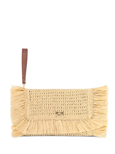 Anya Hindmarch Fringed Clutch Bag In Neutral