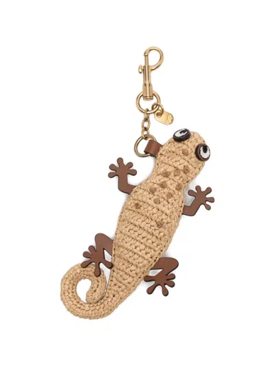 Anya Hindmarch Animal-shaped Keychains In Brown