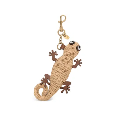 Anya Hindmarch Gecko-charm Keyring In Brown