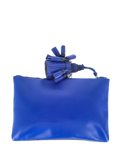 Pre-owned Anya Hindmarch Georgiana Leather Clutch Bag In Blue