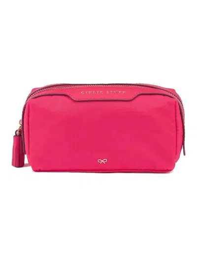 Anya Hindmarch Girlie Stuff Pouch In Hot Pink Nylon