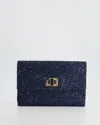 ANYA HINDMARCH GLITTER CLUTCH CHAMPAGNE GOLD HARDWARE AND LOGO CLASP