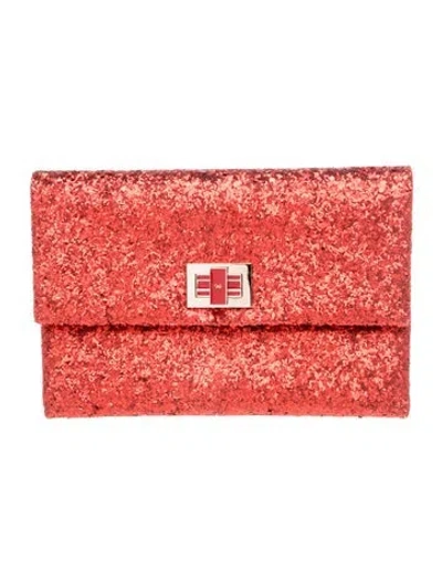 Pre-owned Anya Hindmarch Glitter Clutch In Red