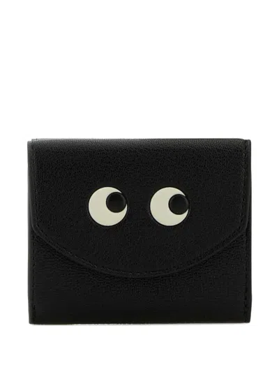 Anya Hindmarch Grained-leather Eyes Wallet In Black
