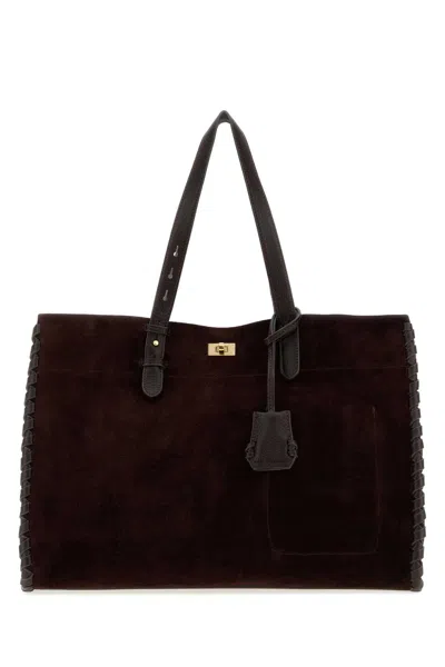 Anya Hindmarch Grape Suede Mortimer Shopping Bag In Brown