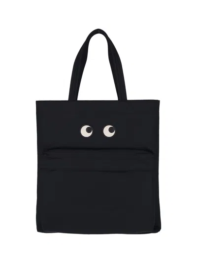 Anya Hindmarch Graphic Face Tote Bag In Black