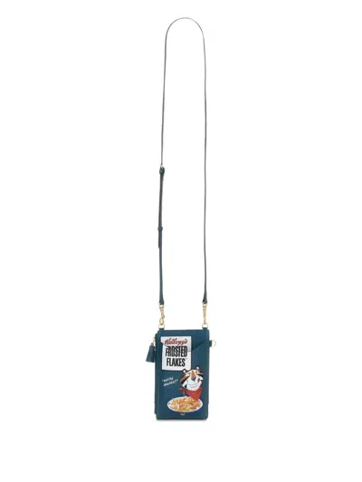 Anya Hindmarch Graphic-print Pocket Phone Bag In Blue