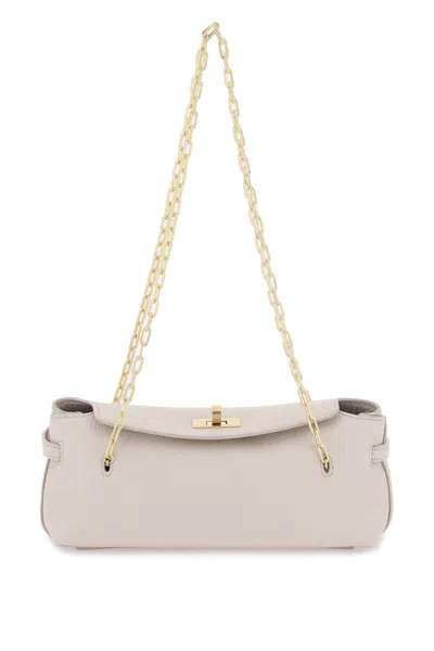 ANYA HINDMARCH GREY LEATHER SHOULDER BAG WITH CHAIN HANDLE AND GOLD-TONE HARDWARE