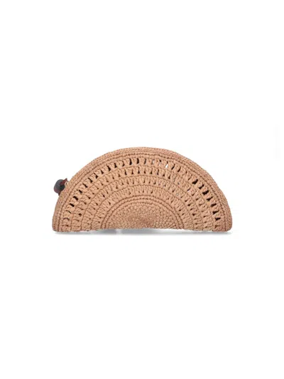 Anya Hindmarch Half Moon Bow Clutch In Sand