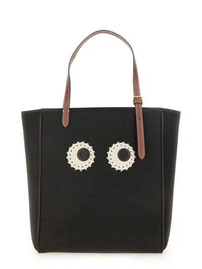 Anya Hindmarch Small Felt Mini Tote Bag With Eye Design, In Black