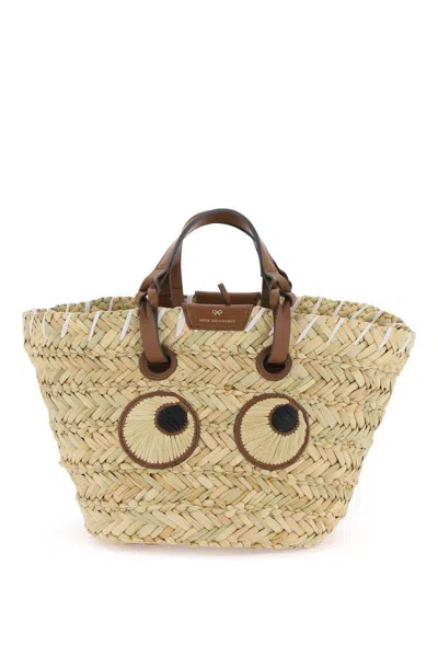 Anya Hindmarch Paper Eyes Basket Handbag In Neutro