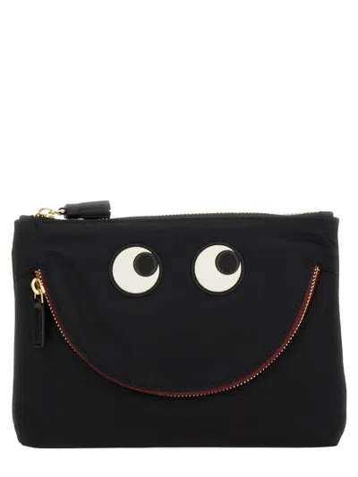Anya Hindmarch "happy Eyes" Pouch In Black
