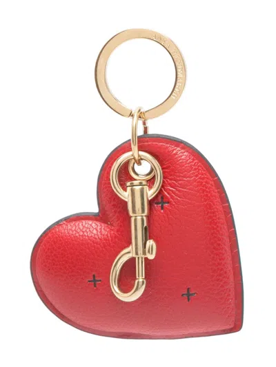 Anya Hindmarch Heart-motif Keyring In Red