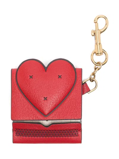 Anya Hindmarch Heart-motif Keyring In Red