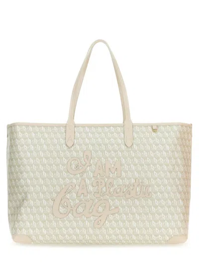 Anya Hindmarch Xs Tote Bag With I Am A Plastic Bag Pattern In Neutral