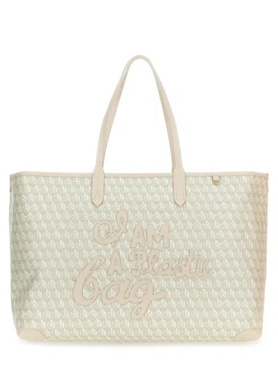 Anya Hindmarch Xs Tote Bag With I Am A Plastic Bag Pattern In Neutral