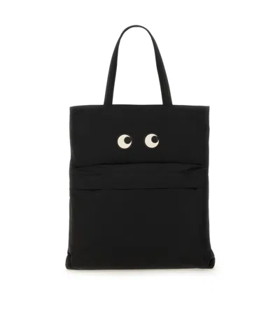 Anya Hindmarch Women Black Nylon Eyes Shopping Bag
