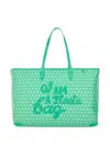 Anya Hindmarch Tote Bag With Bold Script And Textured Pattern In Green