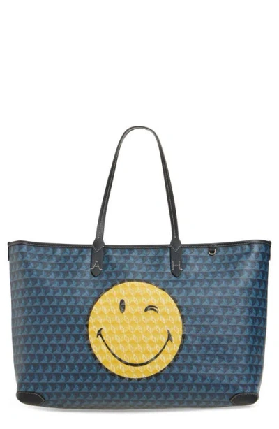 Anya Hindmarch I Am A Plastic Bag Wink Zipped Tote Bag In Blue