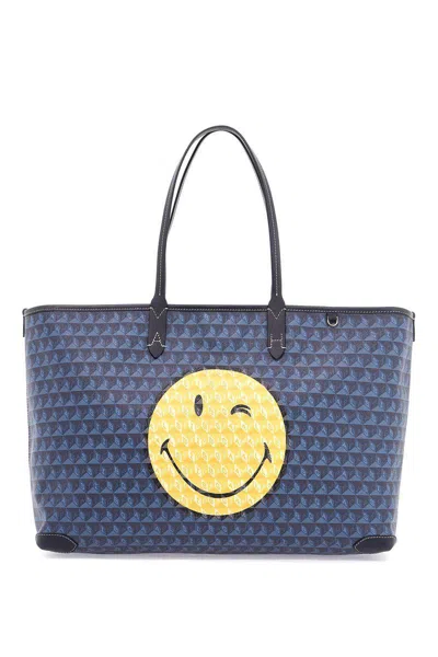 Anya Hindmarch I Am A Plastic Bag Wink Zipped Tote Bag In Blue