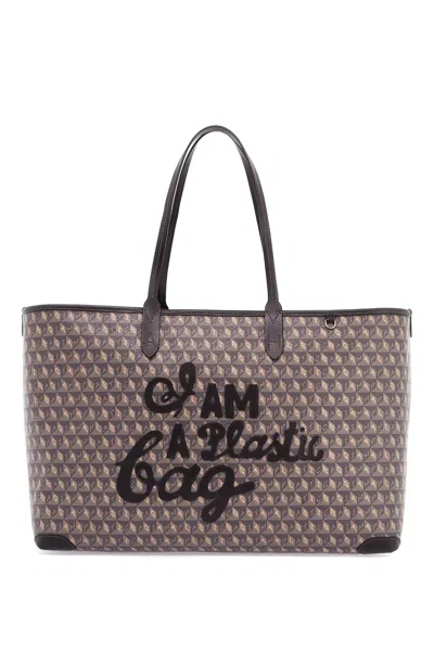 Anya Hindmarch I Am A Plastic Bag Zipped Motif Tote Bag In Brown