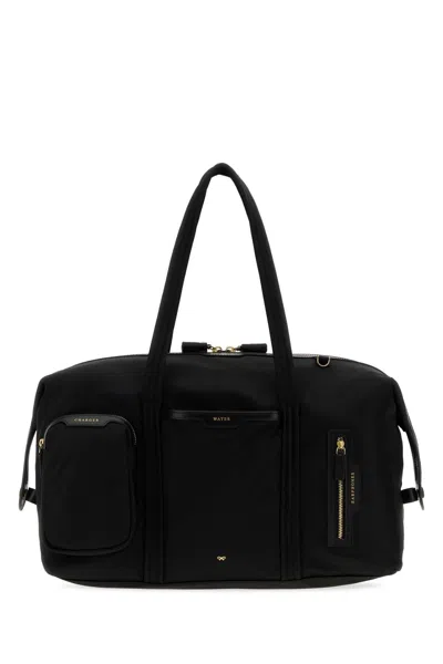 Anya Hindmarch Inflight Bag In Econyl Regenerated Nylon With Calf In Black