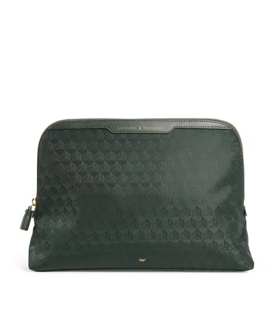 Anya Hindmarch Jacquard Lotions And Potions Pouch In Green